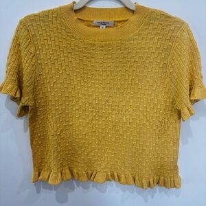 Max Studio London Butter Yellow Ruffle Trim Sweater • Size S